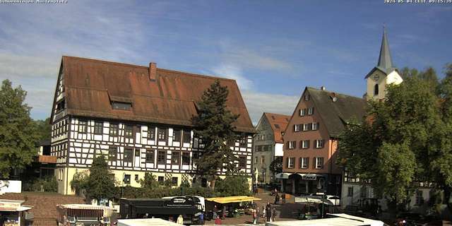 Webcam Schwenningen mit Blick aus der Stadtbibliothek auf den Muslenplatz