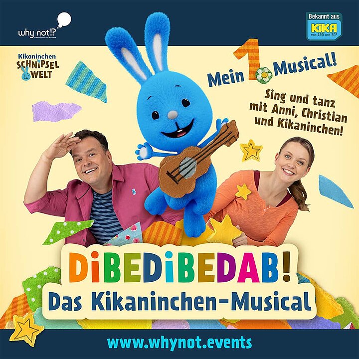 Musical-Poster: Kikaninchen mit Anni und Christian singen und tanzen. (KI generiert)