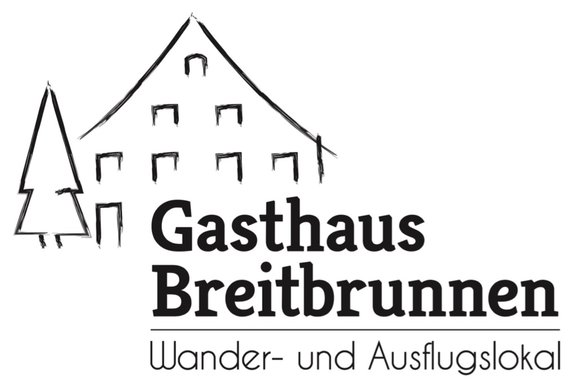 Logo des Gasthauses Breitbrunnen. Gezeichnetes Haus.
