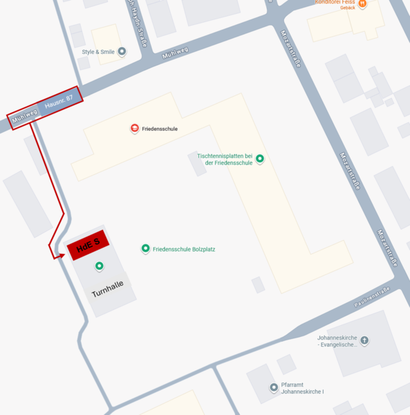 Lageplan auf dem Friedensschulgelände